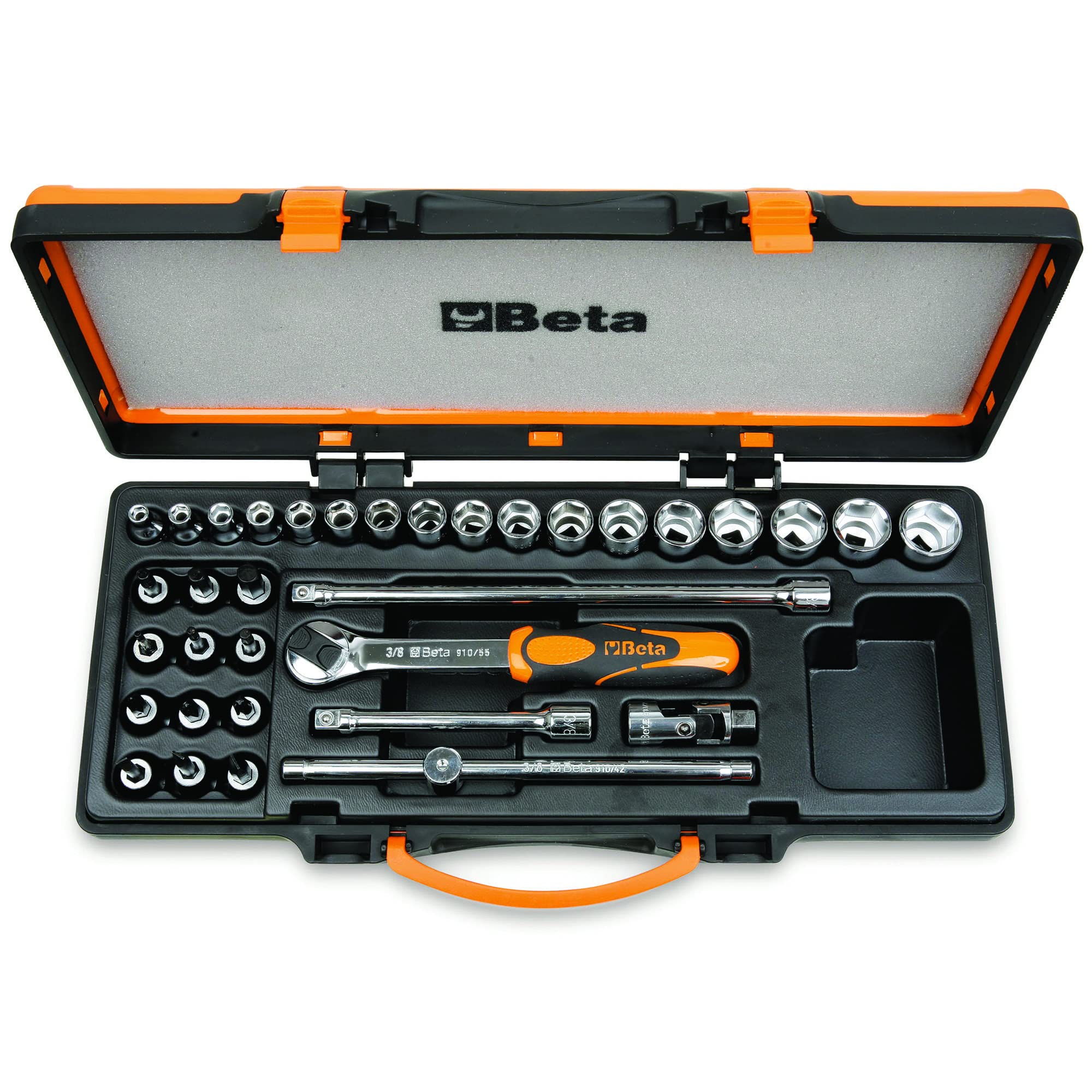 Beta 9100944 Model 910 A/C29 Sockets 12 Socket Drivers and 5 Accessories, 3/8 Drive, 17 Pieces