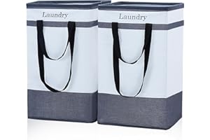 FairyHaus Laundry Basket 78L, 2Pack Laundry Hamper with Easy Carry Handles, Collapsible Laundry Baskets Hampers for Bathroom Clothes Storage Black