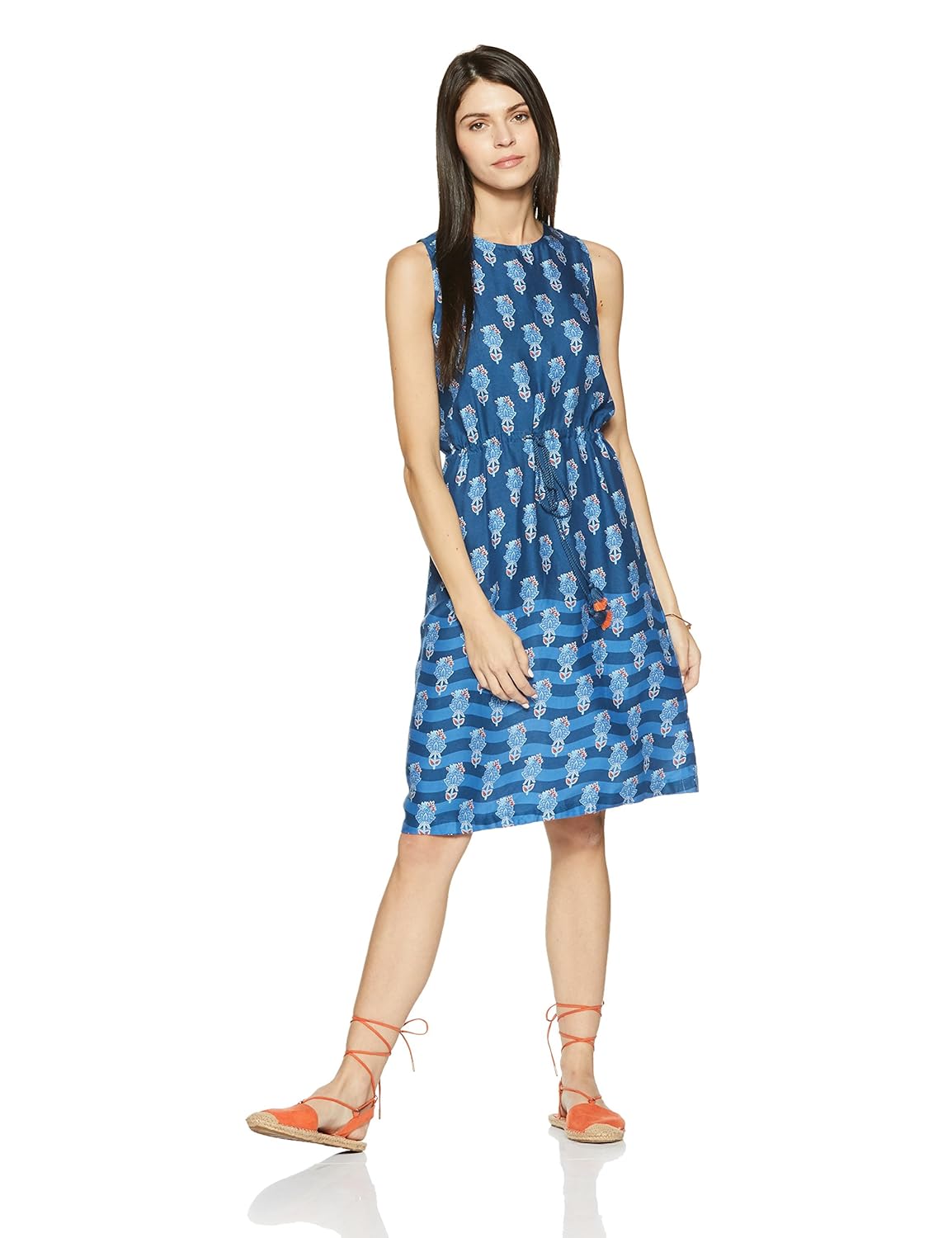 global desi women's a-line knee long dress