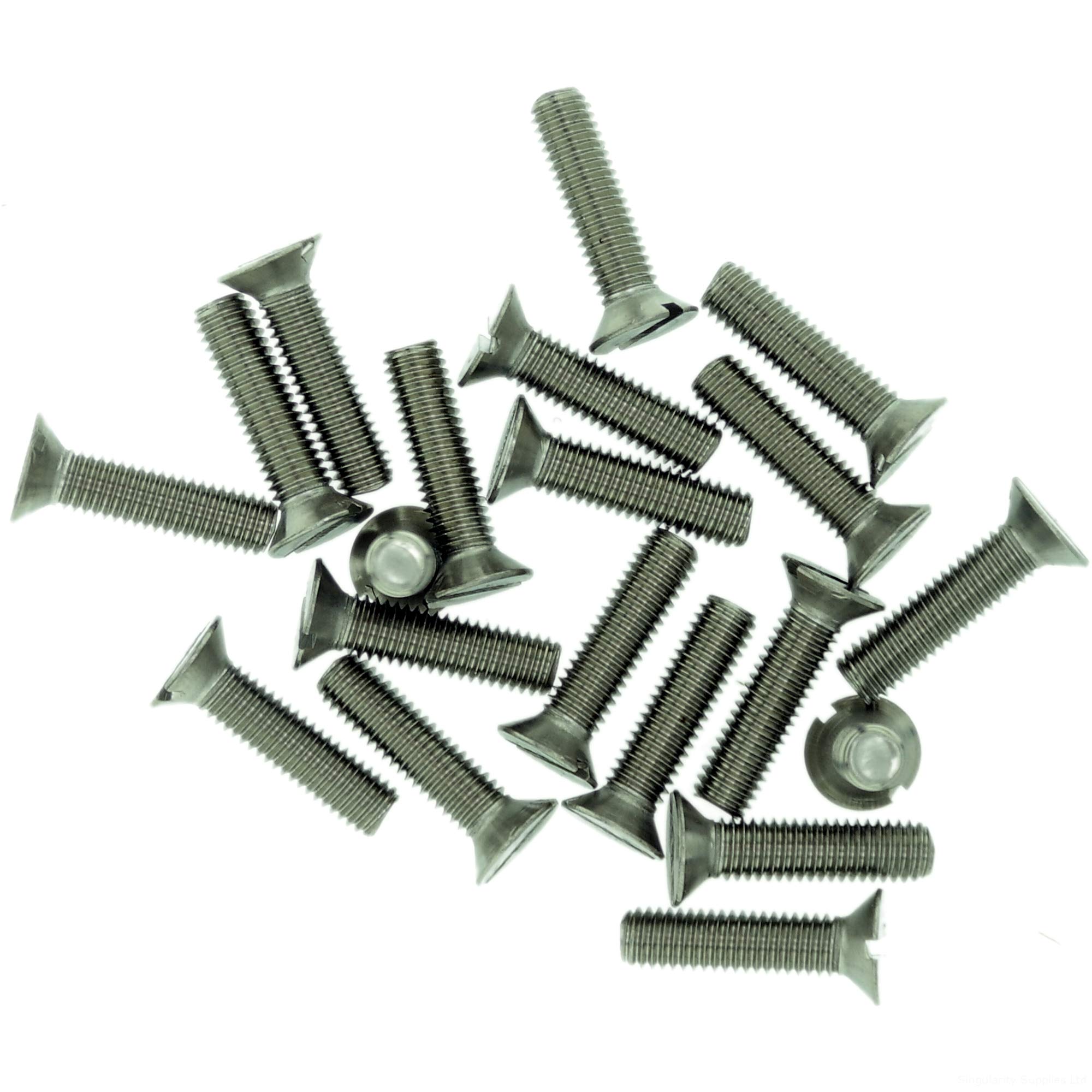 M5 (5mm x 10mm) Slot Countersunk Machine Screw (Bolt) - Stainless Steel (A2) (Pack of 20)