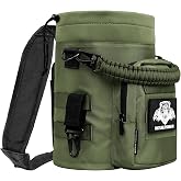 NATURE PIONEOR 32 64 128oz Tactical Water Bottle Pouch, MOLLE Bottle Holder | Half/One Gallon Carrier Bag, 1200D Oxford Sleeve, Molle System, Phone Pocket, Paracord Handle, Adjustable Shoulder Strap