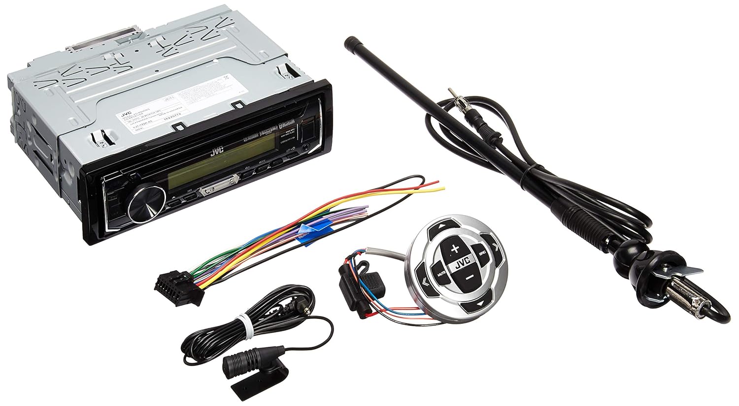 JVC In-Dash Marine Boat Yacht Bluetooth Radio USB Stereo Receiver CD Player Bundle Combo