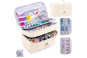 AMOIGEE Double-Layer Sewing Accessories Organizer with Pin Cushion – Large Sewing Storage Bag for Thread, Notions & Tools – Portable Travel Sewing Tote for Quilting, Embroidery & Crafts Gift (BagOnly)