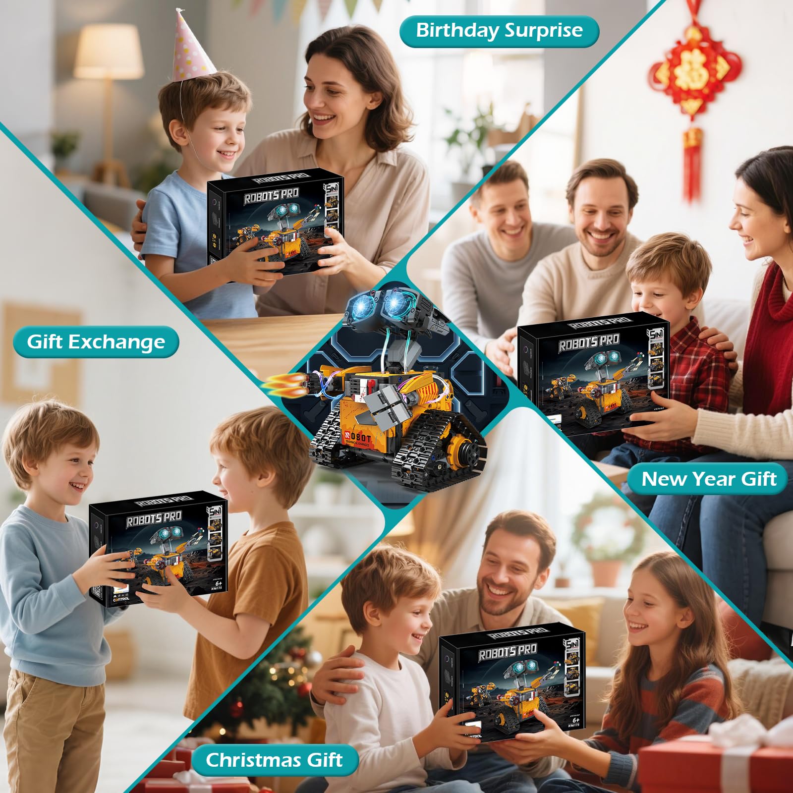 5-in-1 Technik Roboter Spielzeug für Kinder – 673 Stück App & Fernsteuerung Wall Robot Bauset, Programmierbares STEM Bauspielzeug, Geburtstags Geschenk für Kinder ab 6-12+ Jahre Jungen Mädchen 6