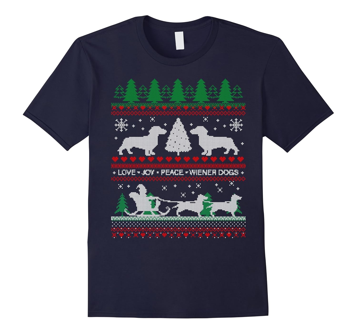 Dachshund Lover Funny Holiday Ugly Christmas Sweater T-Shirt-ANZ