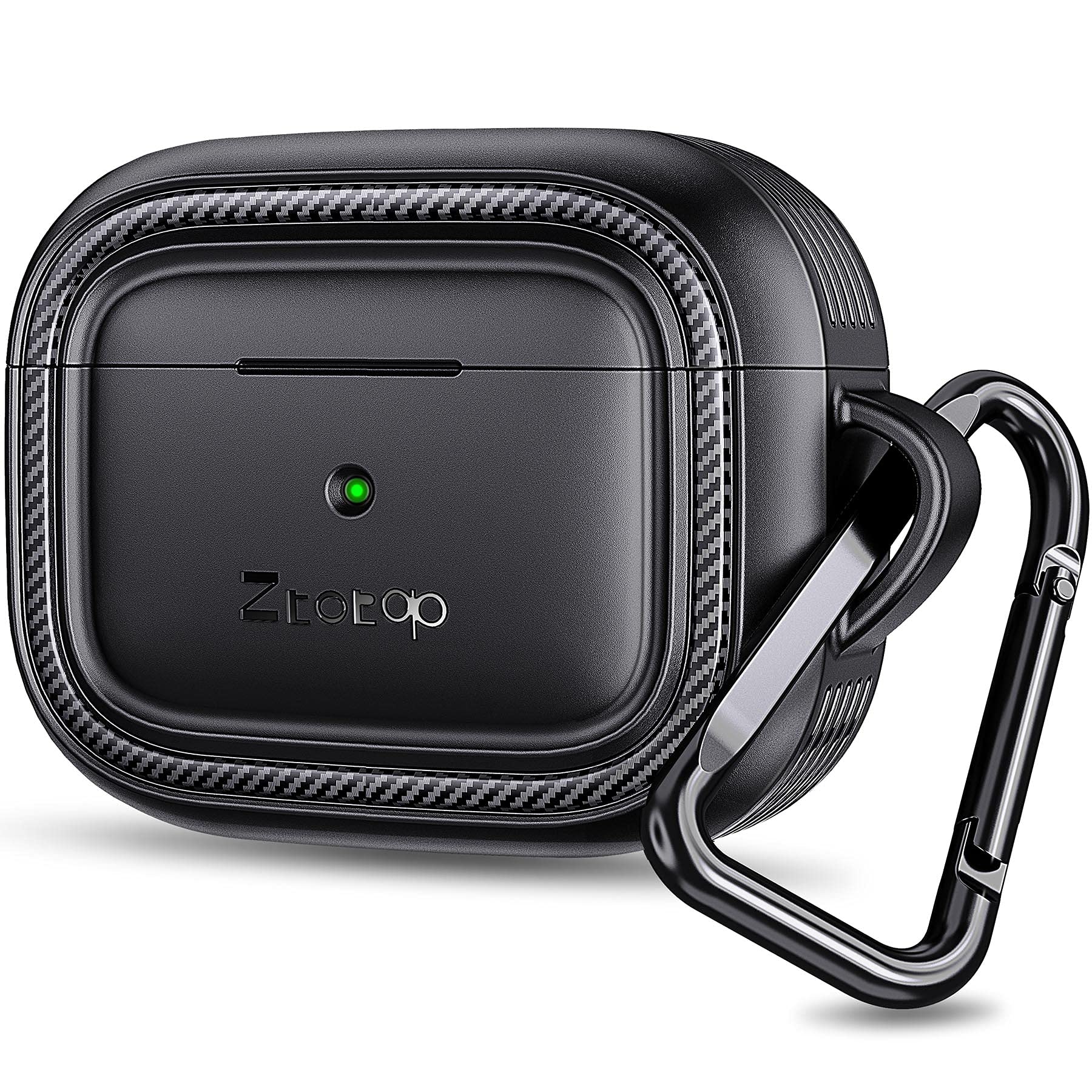 ZtotopCase for AirPods 3 Case 2021, Full-Body Rugged Protective Hard Cover with Smooth Skin Keychain LED Visible for AirPods 3 2021 - Black