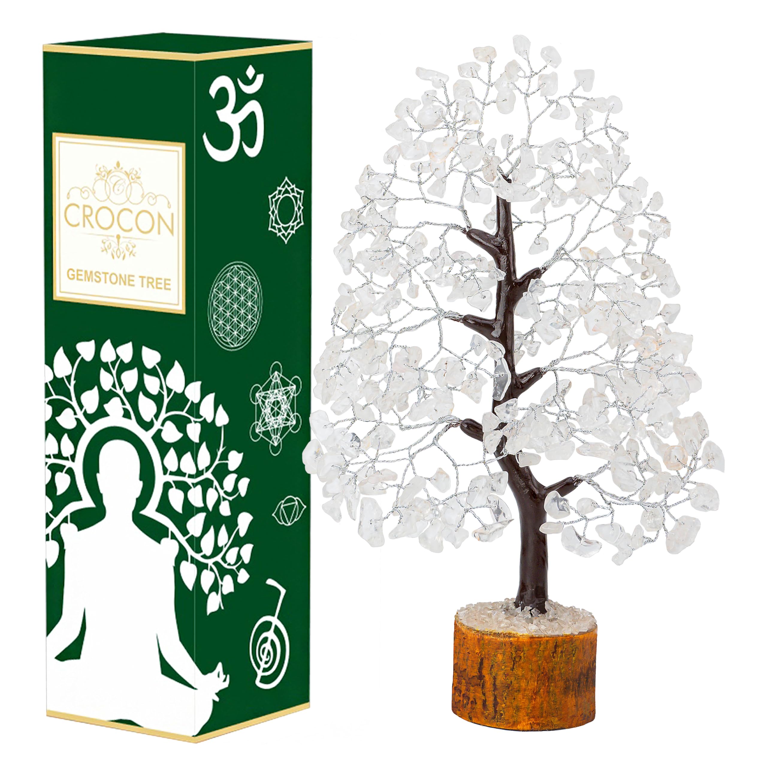 Clear Quartz Crystal Chakra Tree of Life Spiritual Healing Meditation Gift Bonsai Tree for Home & Room Decor Crystal Gift for Women Mum Sis Birthday Gifts for Women Men Housewarming Present