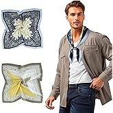 GERINLY Mens Silk Feel Scarf 2 Pack, 27 Inch Neckerchief Ascot, Novelty Head Bandana Wrap