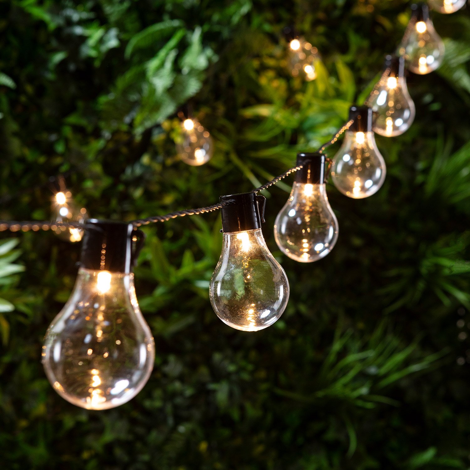 Lights4fun 20 Warm White LED Edison Clear Bulb Festoon String Lights Plug in Indoor Outdoor Use Fully Waterproof IP44