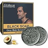 Alvalovar Black Hair Soap Bar, Hair Darkening Shampoo, Gray Hair Shampoo with 120g for Man,2pcs