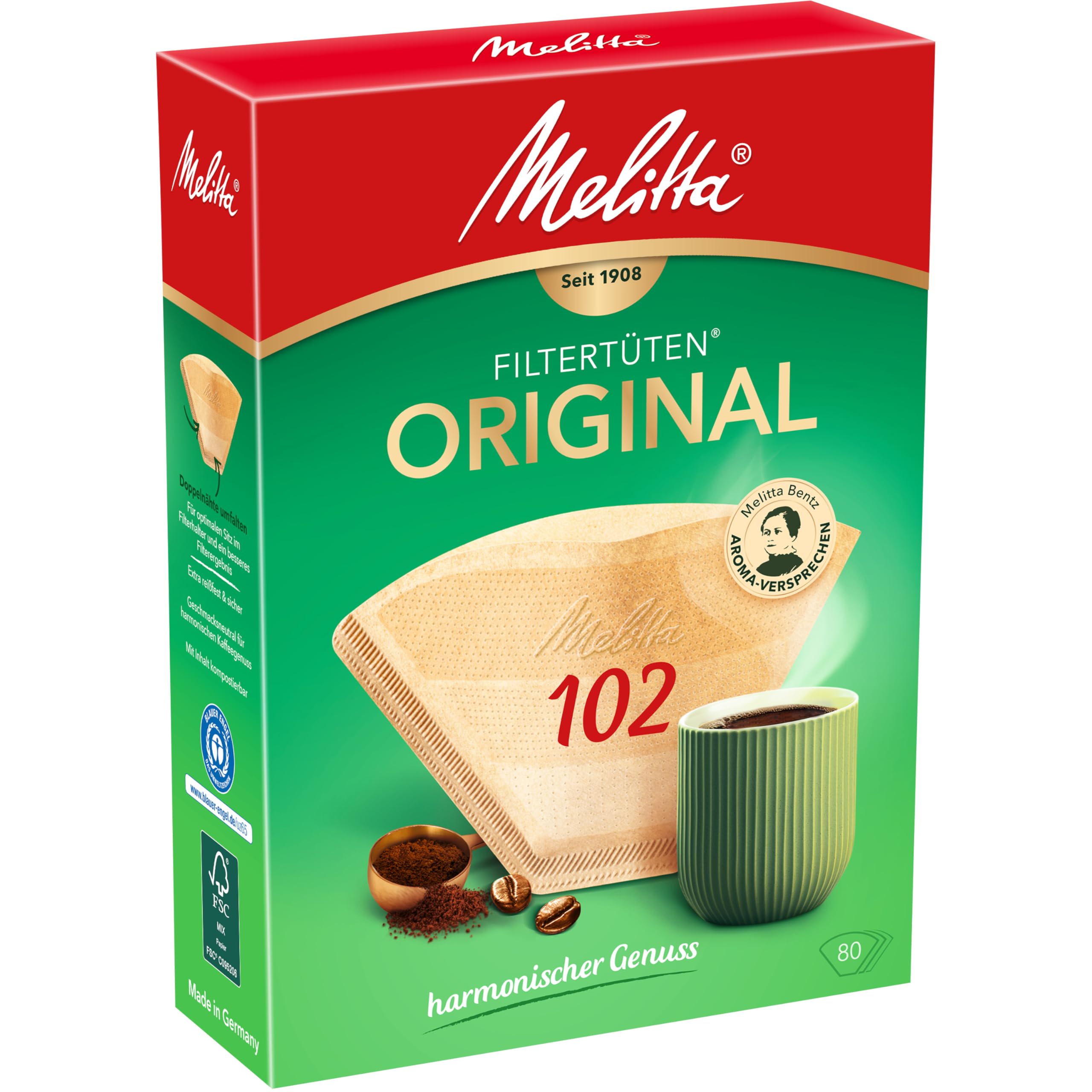 Melitta Filter Bags 102 3 Aromazones Natural Brown (Pack of 80)