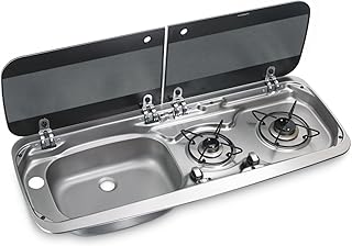 Dometic HSG 2370 Liter, Einbau Gas-Kochfeld und Spüle, 2-flammig, mit Glasdeckel, 30 mbar, für Auto, LKW, Wohnmobil und Boot