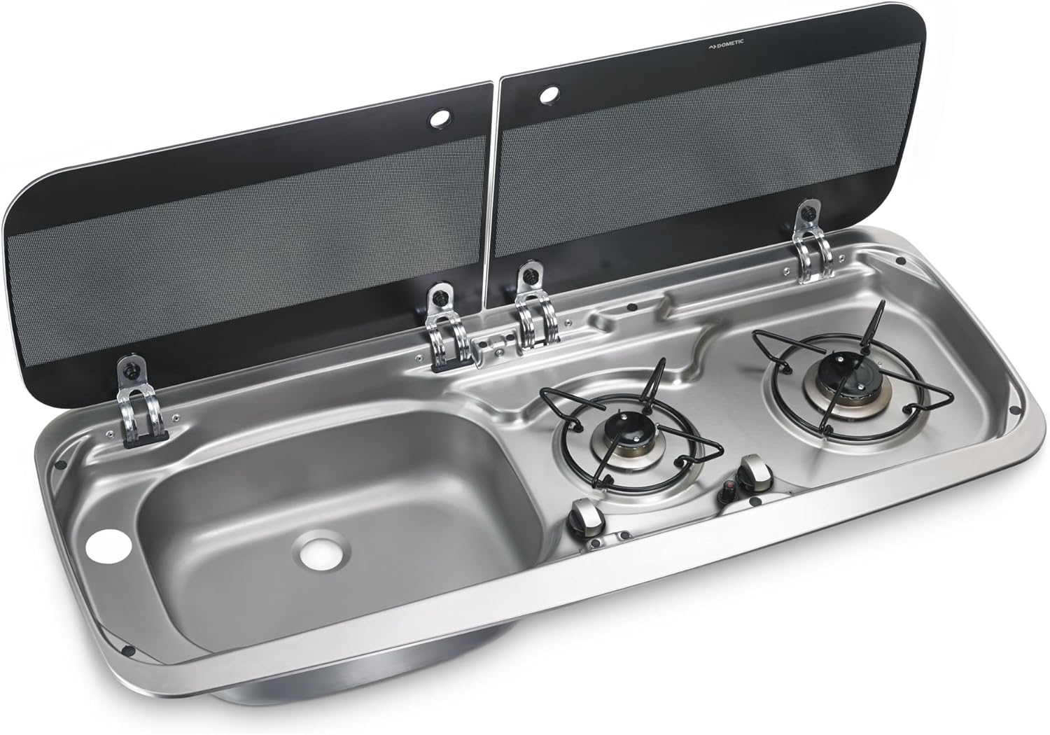 Dometic HSG 2370 Liter, Einbau Gas-Kochfeld und Spüle, 2-flammig, mit Glasdeckel, 30 mbar, für Auto, LKW, Wohnmobil und Boot
