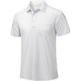 TACVASEN Mens Polo Shirts with Pocket Mens Golf Shirt Short Sleeve Performance Dry Fit Golf Work Athletic Polos
