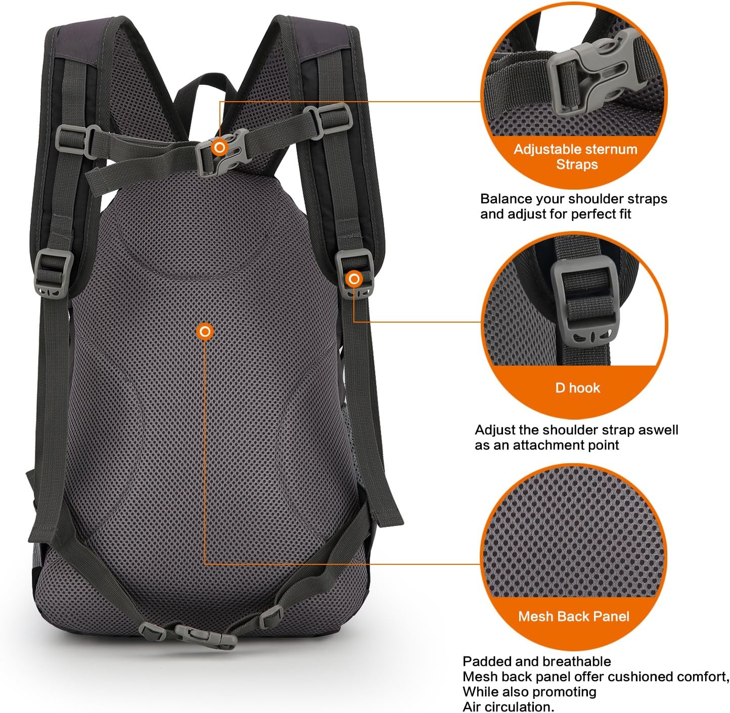 Cycling Hiking Backpack Sunhiker Water Resistant Travel Backpack Lightweight SMALL Daypack M0714 (Black)