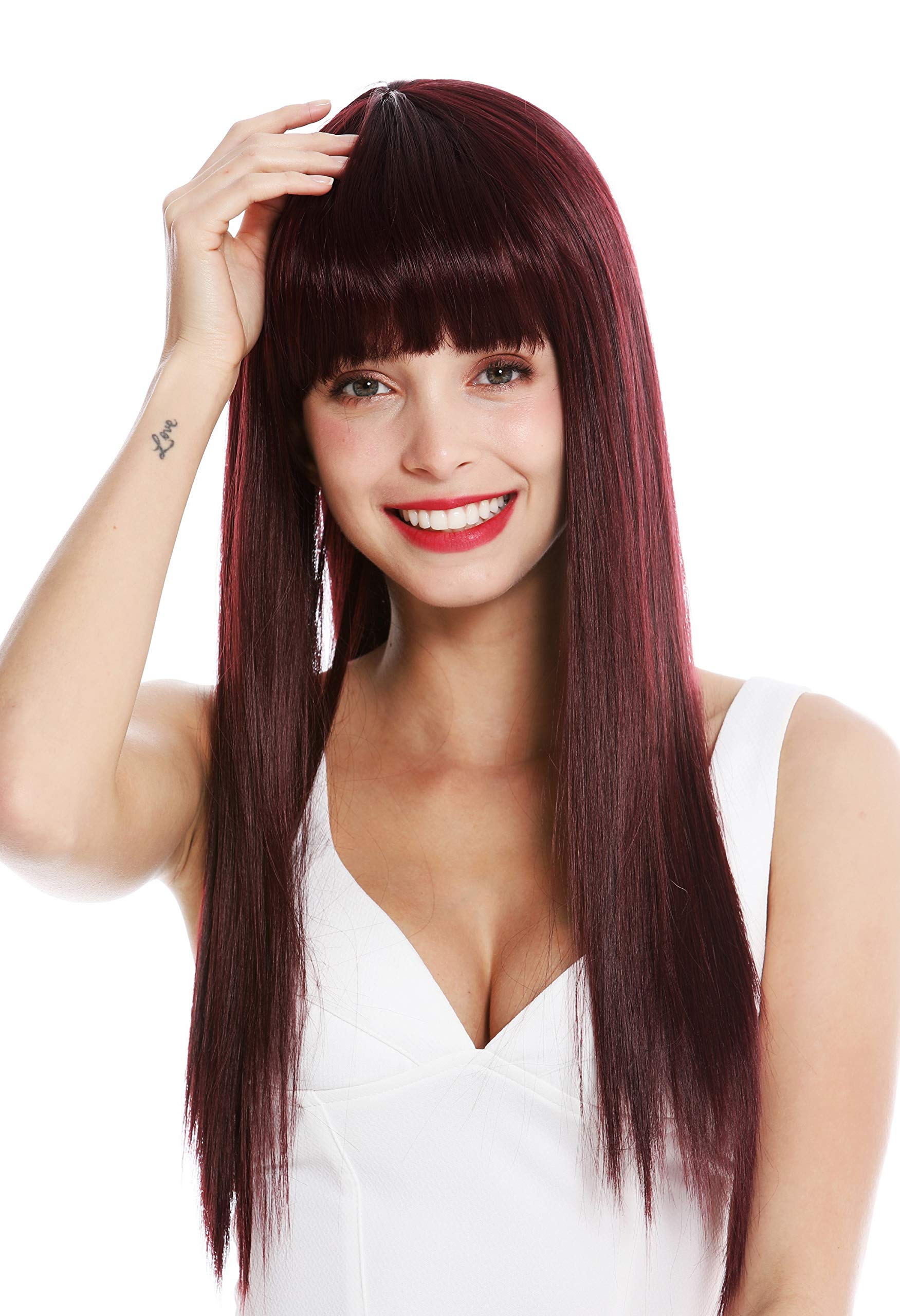 WIG ME UP - VK-8-99J quality women's wig long sleek long fringe blonde parted red bordeaux red