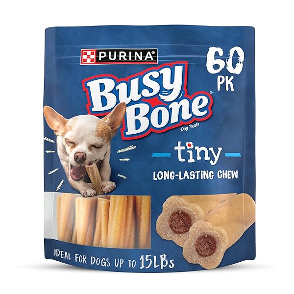 PURINA BUSY BONE ADULT TOY BREED DOG CHEW BONE TREATS, TINY – 60 CT. POUCH