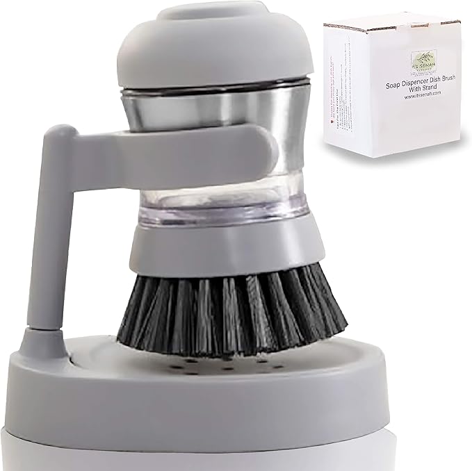 Soap Dispensing Palm Brush with Upright Stand, Water Holder