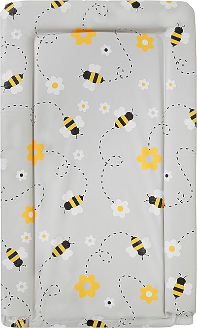 Babycurls Changing Mat with Raised Edges Grey Bee 76x45cm Waterproof