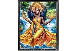 DETOSCOLORES Ochun Orisha Diosa del Amor. Cuadro con Marco de Ochún.Framed 5x7 Artwork of Oshun ready to decor you home.Oshun is the Orishá of love and is typically associated with sensuality and fertility.