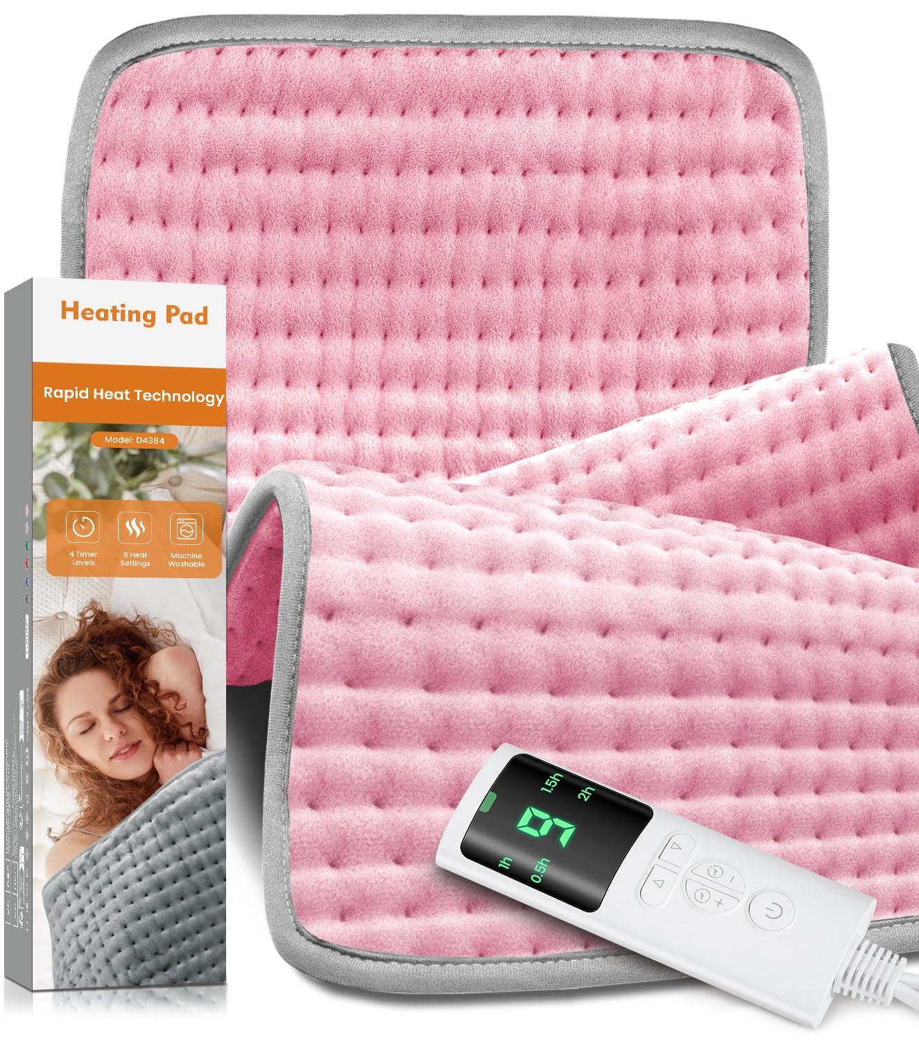 Photo 1 of 17''×34'' Heating Pad for Back Pain, Electric Heating Pad with 9 Heat Settings & 4 Timers Auto Shut Off, Extra Large Heating Pad for Period Cramps & Sore Muscles, Machine Washable, Dry & Moist Heat,