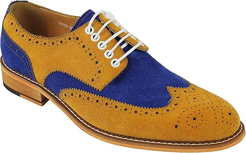 tan and blue brogues