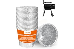 Whaleme 30 Pack BAC407 Grease Bucket Liner for Traeger HDW152 - Bucket Drip Foil Liner Tray Compatible with Traeger Pro Series 575/780, 22/34 Series, Ironwood 650/885 Grills, Pit boss ect.