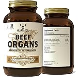 HEART & SOIL – 100% Grass Fed & Finished Beef Organs from Regenerative Cattle with Liver, Heart, Kidney, Pancreas & Spleen – 3000mg Beef Organ Supplement for Women & Men – Glass Bottle – 180 Capsules
