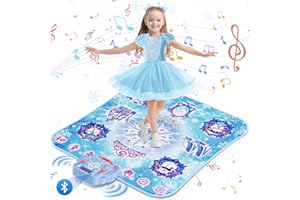 HANDWELL Dance Mat Toys Girl Gift: 8-Button Frozen Dance Pad Wireless Bluetooth Electronic Dance Game for Kids with 4 Game Modes LED Light Built-in Music Birthday Gifts for 3 4 5 6 7 8 9 10+ Years Old Girls