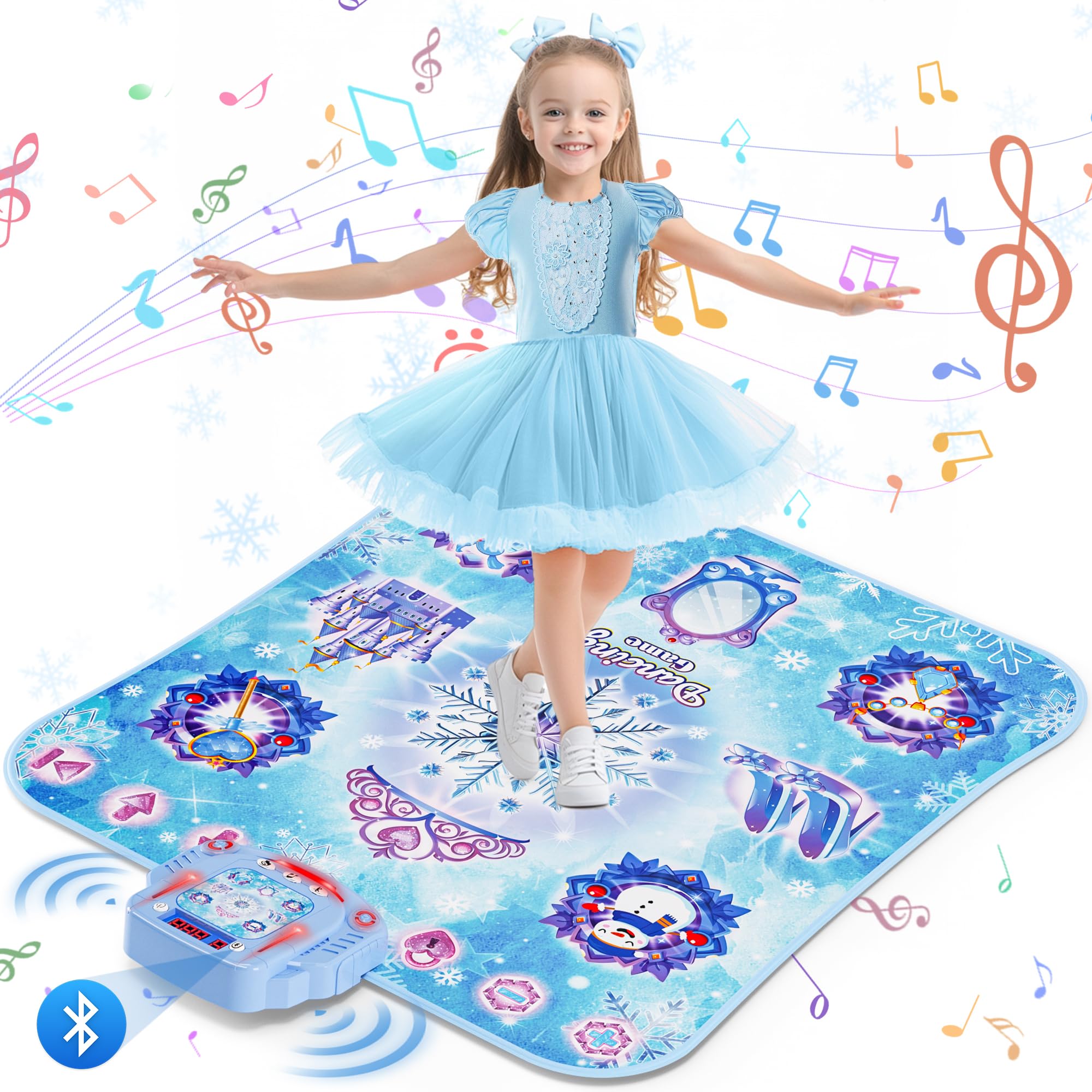 Photo 1 of Dance Mat Toys Girl Gift: 8-Button Frozen Dance Pad Wireless Bluetooth Electronic Dance Game for Kids with 4 Game Modes LED Light Built-in Music Birthday Gifts for 3 4 5 6 7 8 9 10+ Years Old Girls