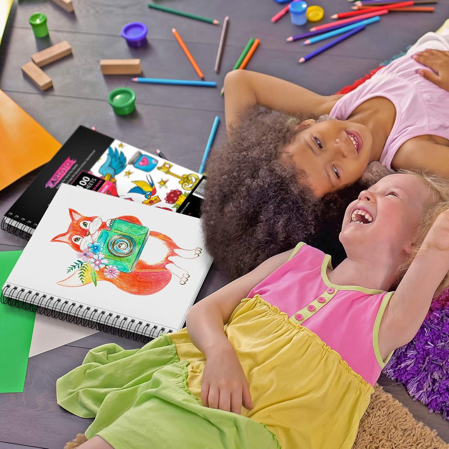 Artisto 9x12" Premium Sketch Book Set, Spiral Bound, Pack of 2, 200 Sheets (100g/m2), Acid-Free Drawing Paper, Ideal for Kids, Teens & Adults.: Arts, Crafts & Sewing