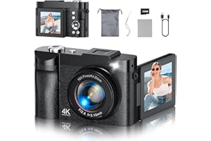 NEMUTA 4K Digital Camera for Photography, 50MP Vlogging Camera for YouTube, Compact Cameras with 2.8" 180° Flip Screen, 16X Digital Zoom, Point and Shoot Camera with 32GB SD for Beginners, Travel, Family
