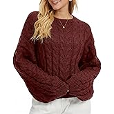 Simlakey Women Oversized Cable Knit Sweater 2025 Long Sleeve Chunky Sweater Crewneck Loose Fit Pullover Fall Winter Outfit