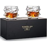 TSUKIGLASS Storm Japanese Crystal Whisky Glasses – 100% Ultra Clarity Lead-Free Crystal – Set of 2 Premium 10oz Old Fashioned