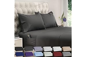 DREAMCARE King Size Sheets Set - Cooling Bed Sheets - 4pcs Set - King Sheets - King Sheet Set - King Size Sheets Soft & Long Lasting 100% Fine Brushed Polyester with Side Pocket - Gray