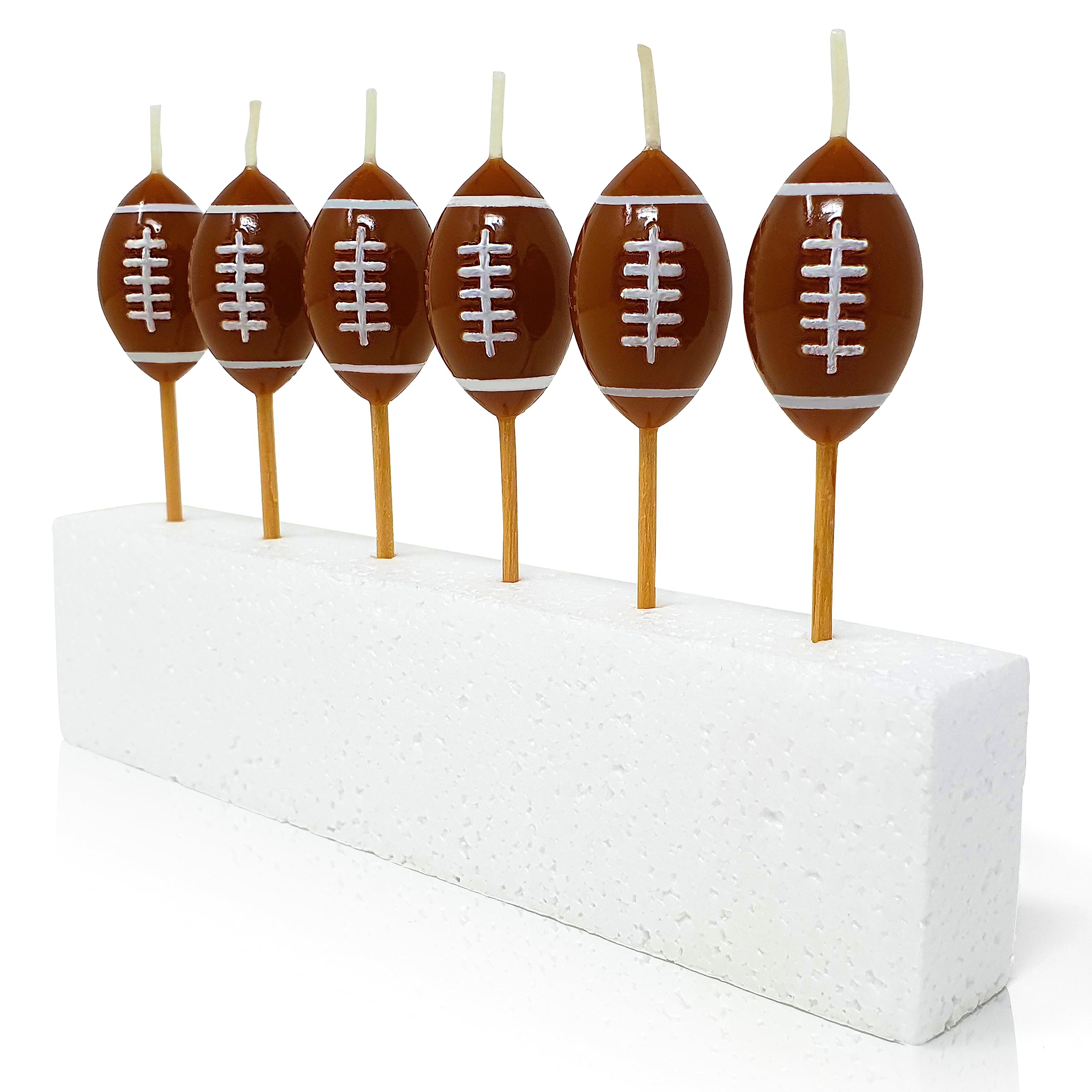 40YARDS American Football Candles (Pack of 6) - Birthday Cake Decoration