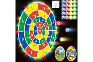 Glimin 36" Large LED Dart Board, Double Sided Dartboard with 20 LED Sticky Balls Dinosaur Fun Giant Dartboard Shooting Toys Indoor Outdoor Sport Toys Dartboards Party Play Game Toys, Birthday Gifts