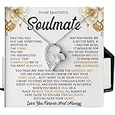 Mapileng To My Beautiful Soulmate Necklace For Women, Romantic Gift For Girlfriend Or Wife, Meaningful Birthday & Anniversary Jewelry From Husband Or Boyfriend, Heart Pendant With Message Card