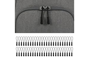 Rubber Zipper Pull Cord Set Detachable Replacement Zipper Pulls 60 Pieces for Jackets Bags Luggage and DIY Sewing(Black,2.6×0