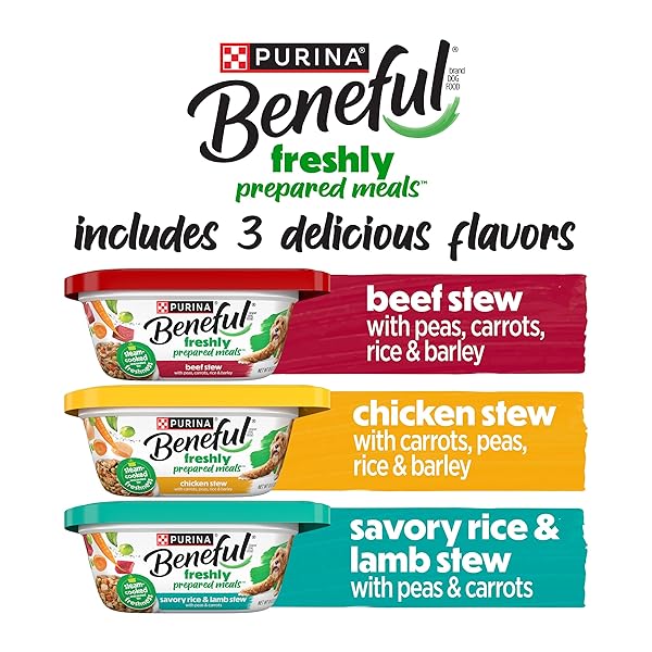 PURINA BENEFUL HIGH-QUALITY PROTEIN GRAVY WET DOG FOOD VARIETY PACK FRESHLY PREPARED MEALS STEW – (PACK OF 6) 10 OZ. TUBS
