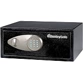 SentrySafe Shelf Safe with Digital Keypad Lock, Steel Safe with Interior Lining and Bolt Down Kit for Money, Jewelry, 0.78 Cubic Feet, 7.1 x 16.9 x 13.8 Inches, X075