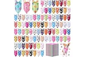 Abbylike 200 Pcs Christmas Paw Print Dog Bandanas Bulk Footprint Bandanas for Dogs Triangle Kerchief Bib Scarf Set for Pets Birthday Xmas Costume Photo Props Daily Accessories Pet Shops, 25 Styles