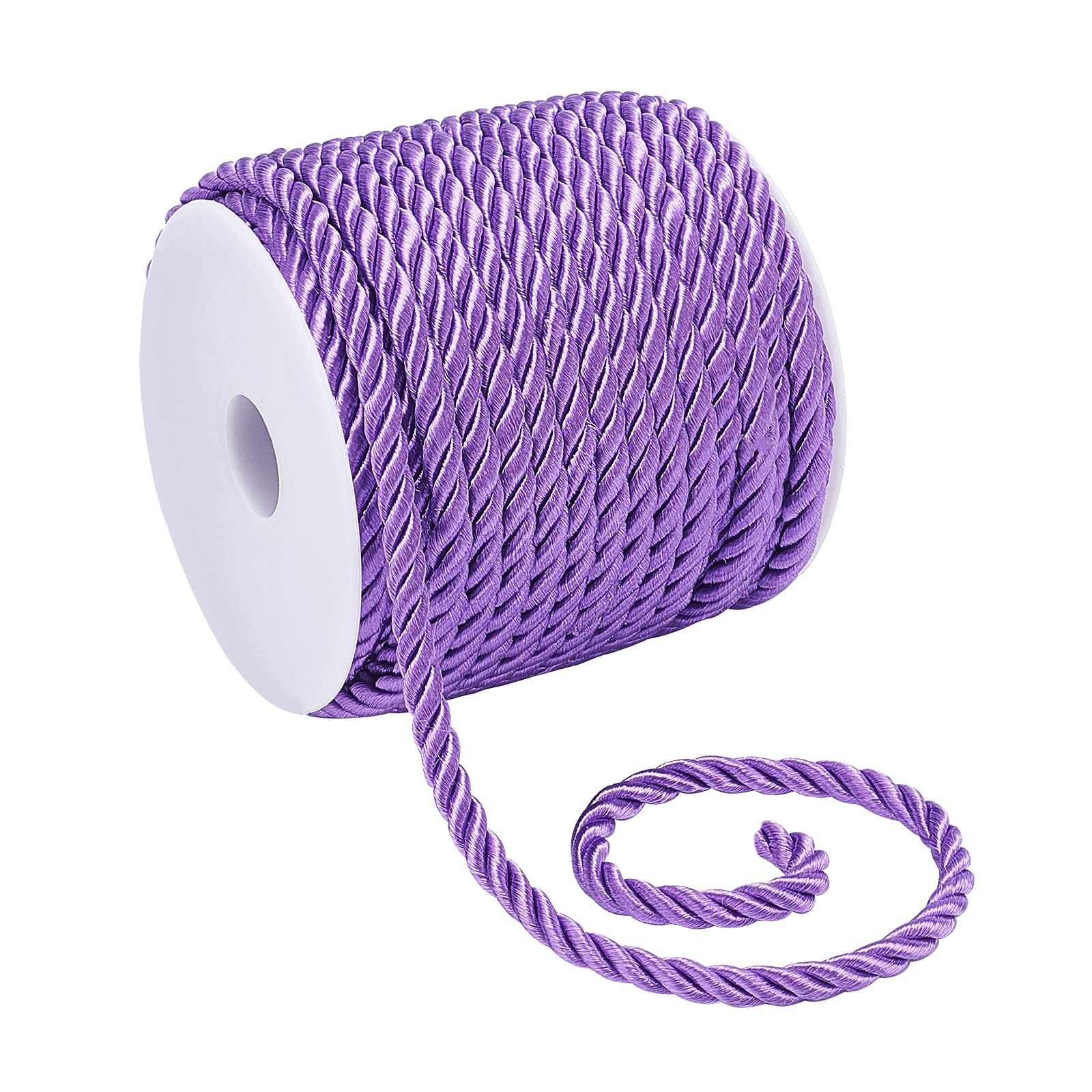 PH PandaHall 19 Yards 3 Braided Cord Thread 5mm Purple Twist Rope Decorative Twine Cord Shiny Viscose Cording for Curtain Tieback Gift Bags Rope Handles Handbags Handles and DIY Craft Making