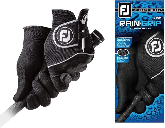 FootJoy Luvas de golfe masculinas RainGrip, par (preto)