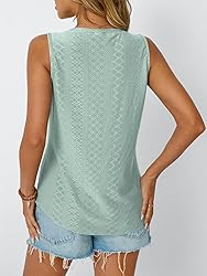 AUTOMET Women Summer Tank Top Eyelet Embroidery
