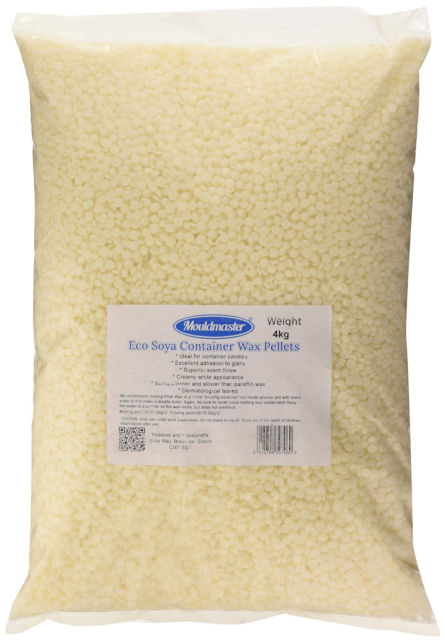 Mouldmaster 397 06 Soy Container Candle Wax pellets 3Kg, SOYA, Cream/Off White