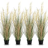 Jexine 4 Pcs Tall Artificial Grass Plant 4 ft Potted Artificial Greenery Floor Plants Faux Pampas Grass Tall in Pot for Housewarming Gift House Garden Bathroom Lobby Outdoor Decoration