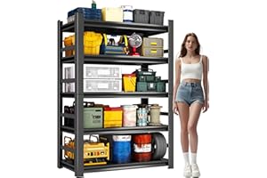 BEZUNY Garage Shelving Unit, Heavy Duty Metal Shelves, 5-Tier Adjustable Storage Shelf, Industrial Shelving Unit, 3000Lbs,for Warehouse, Basement, and Garage, 72" H x 15.8" D x 35.4" W