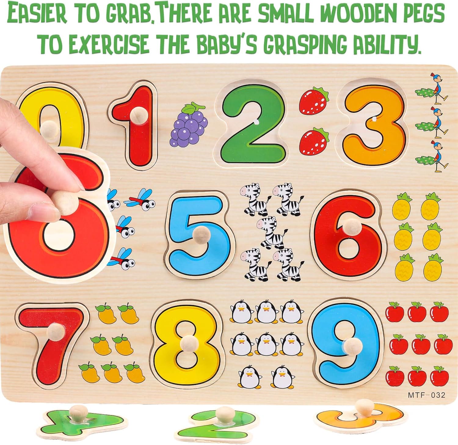 WADILE Wooden Toddler Puzzles for Kids Ages 1-5 Years Old, Wood Peg Puzzles Alphabet/Number/Animal, Knob Puzzles Learning Toys Educational Gift  for Girls and Boys: Toys & Games