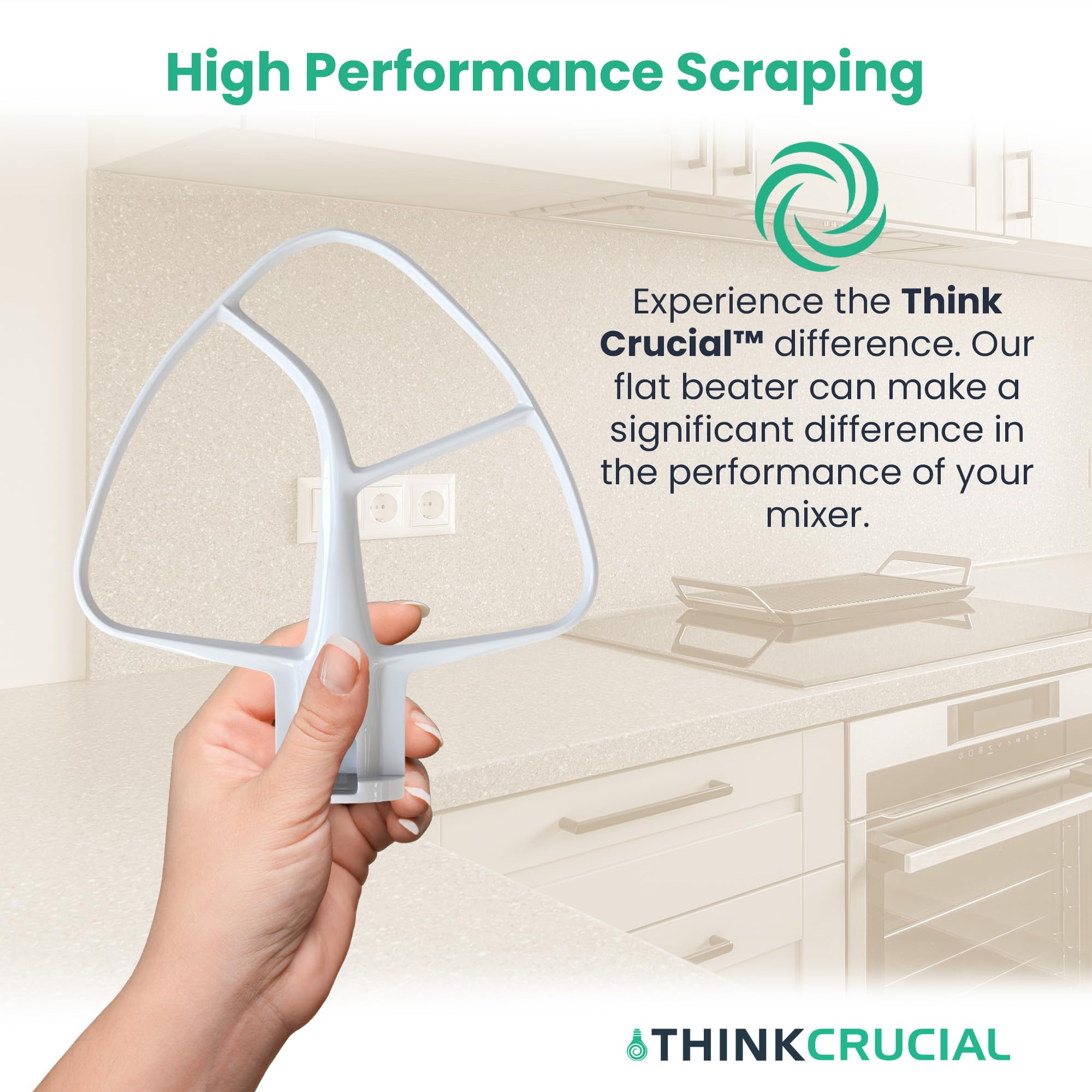 Think Crucial Flat Beater Replacement Parts - Compatible With KitchenAid, Fits 4.5 Quart Tilt Head - Fits KitchenAid Models K45, K45SS, KSM75, KSM90, KSM95, KSM100, KSM103, KSM110 - 1 Pack